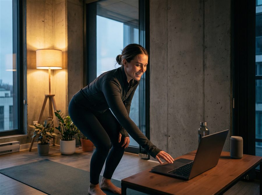 Sieviete sāk online fitnesa nodarbību